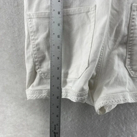 Gap 1969 Short Women's S Cream White Denim Bib Adjustable Strap Stretch Shortall - Picture 4 of 9
